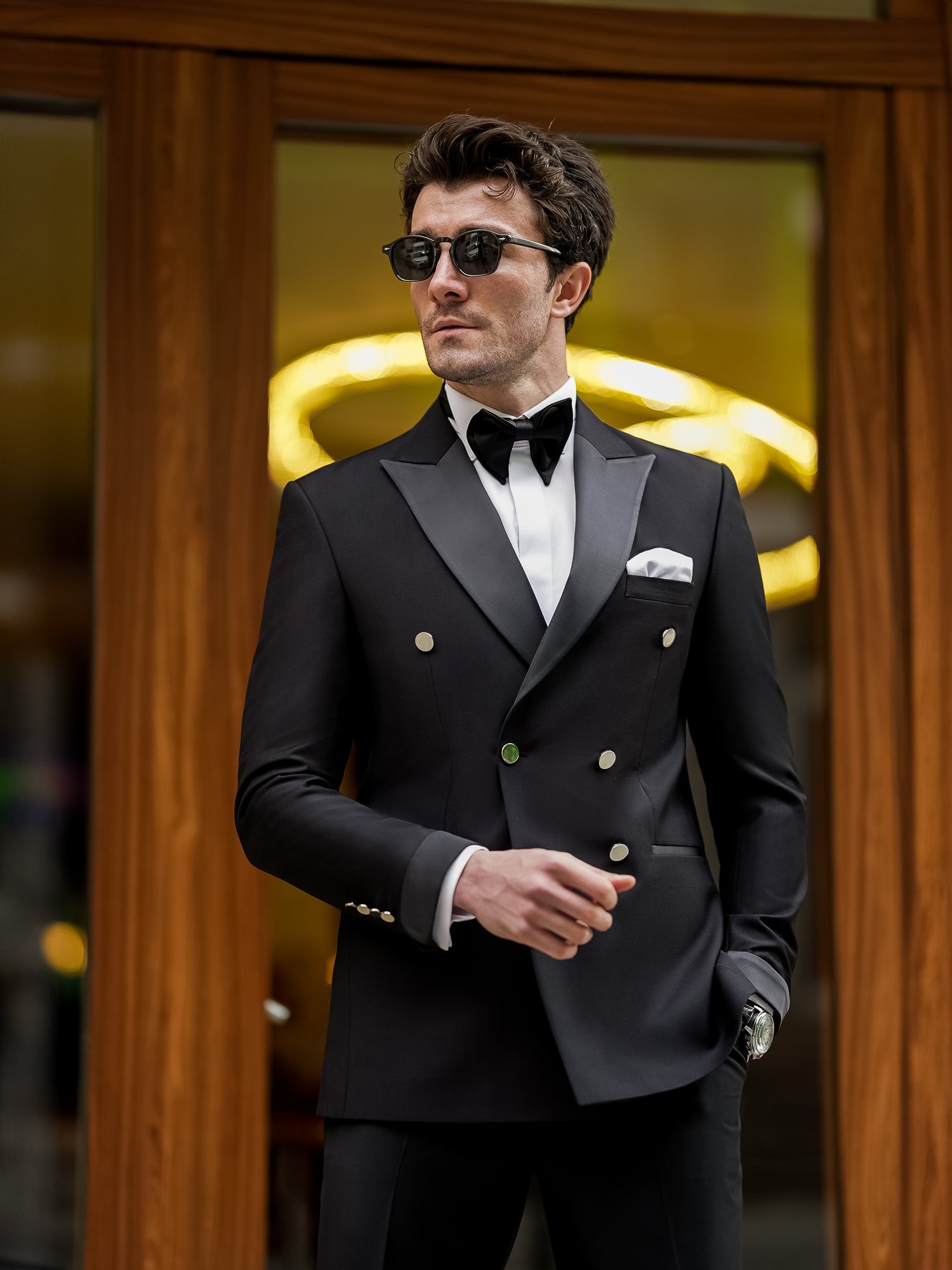 Black Double Breasted Tuxedo 2-Piece - BRABION