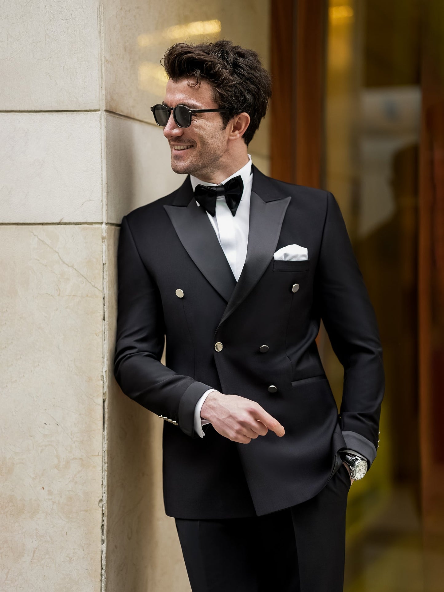 Black Double Breasted Tuxedo 2-Piece - BRABION