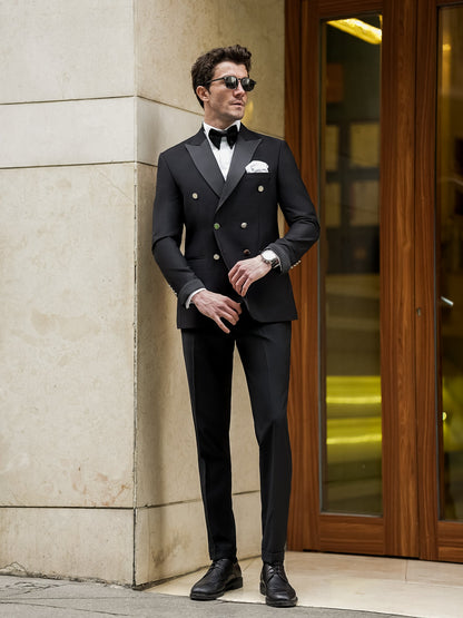 Black Double Breasted Tuxedo 2-Piece - BRABION