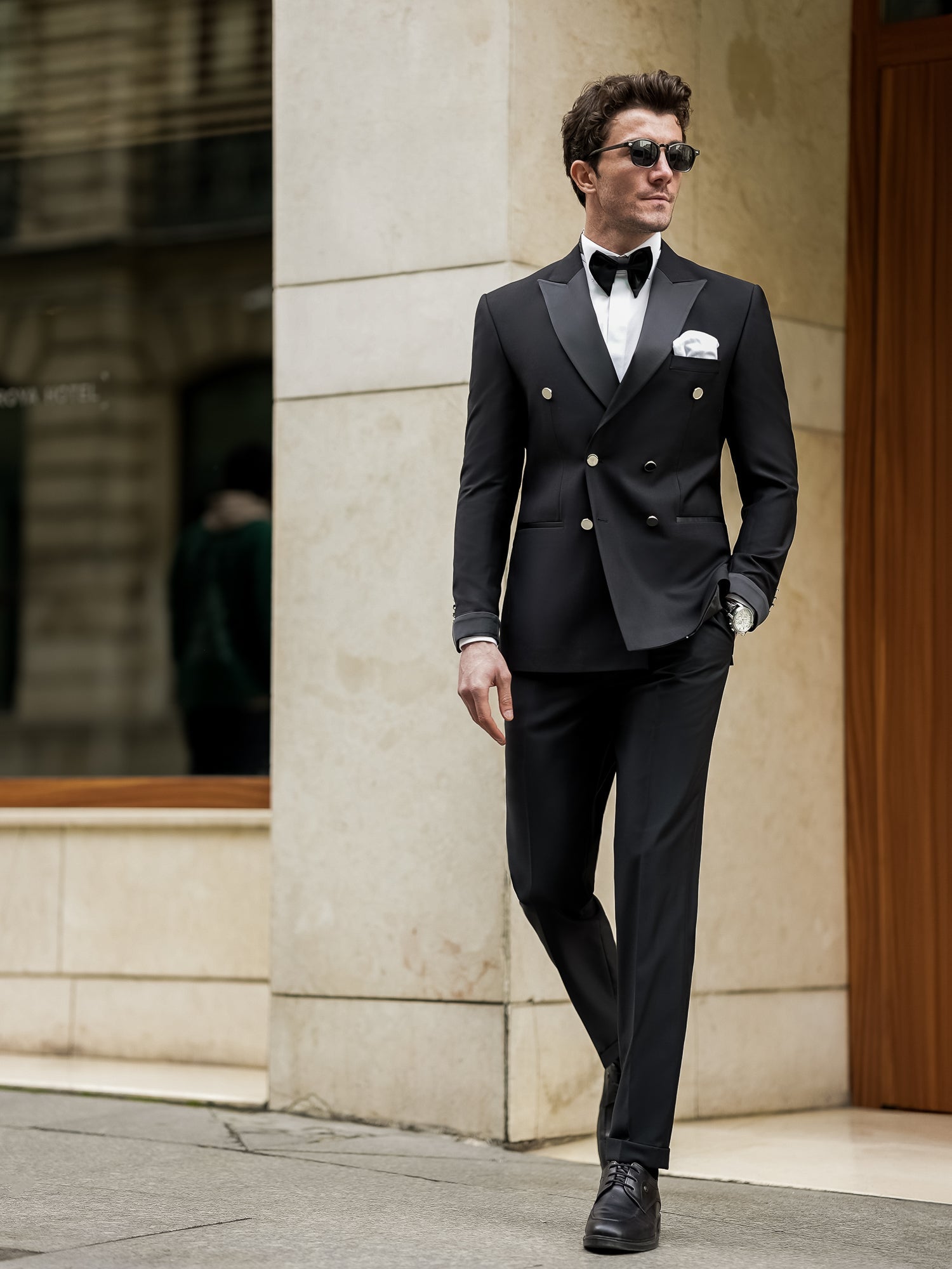 Black Double Breasted Tuxedo 2-Piece - BRABION
