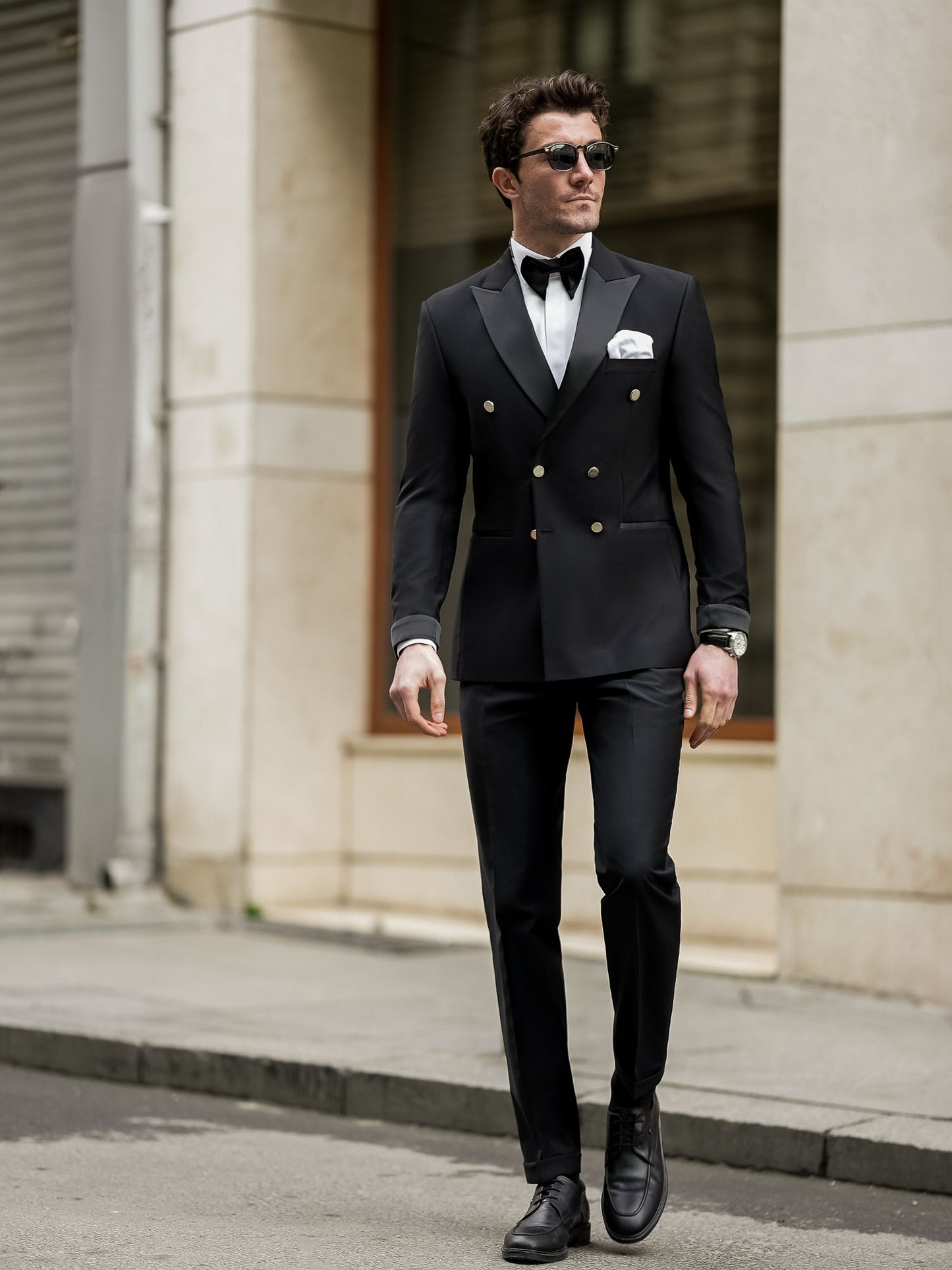 Black Double Breasted Tuxedo 2-Piece - BRABION