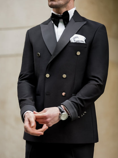 Black Double Breasted Tuxedo 2-Piece - BRABION