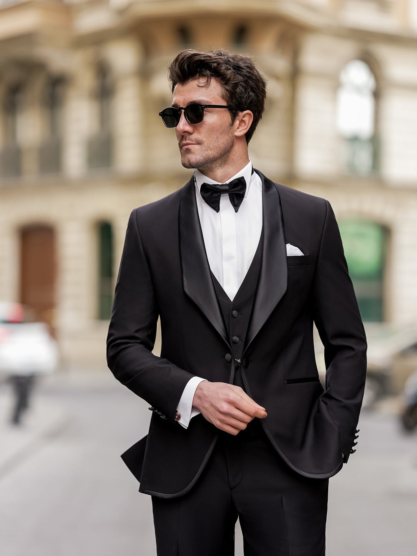 Black Slim-Fit Tuxedo 3-Piece - BRABION