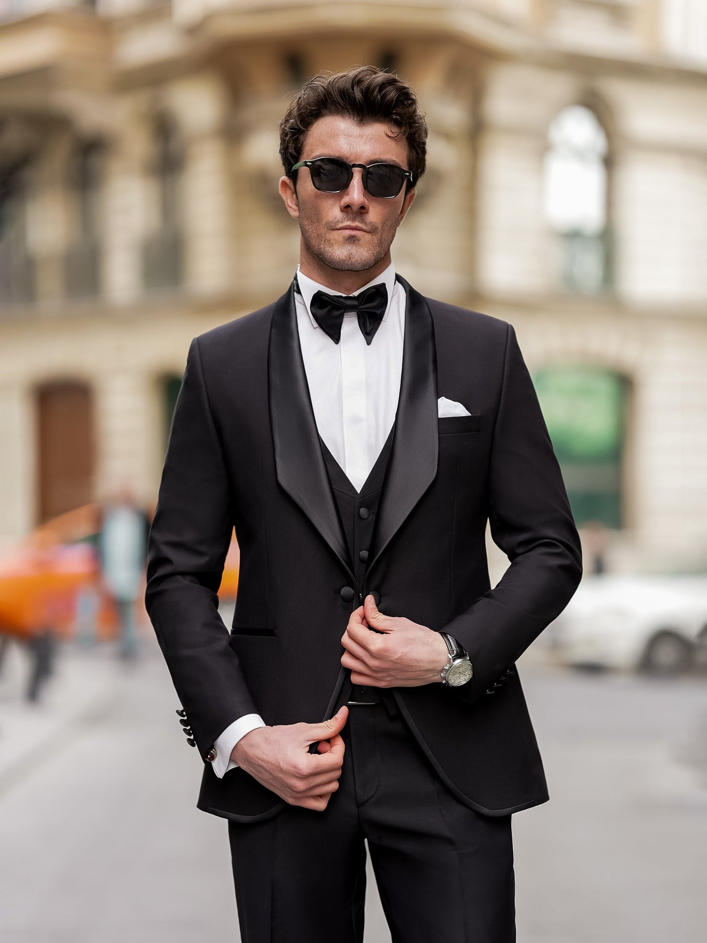 Black Slim-Fit Tuxedo 3-Piece - BRABION