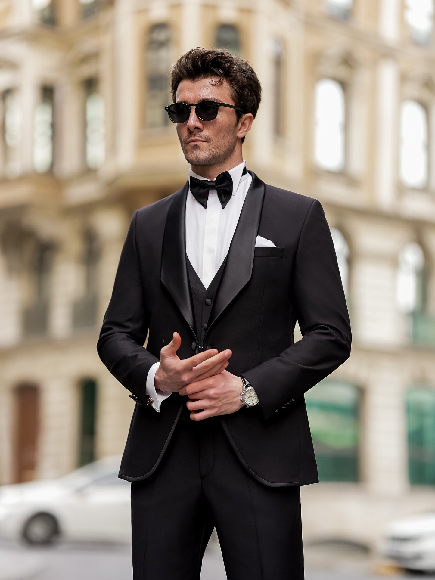 Black Slim-Fit Tuxedo 3-Piece - BRABION