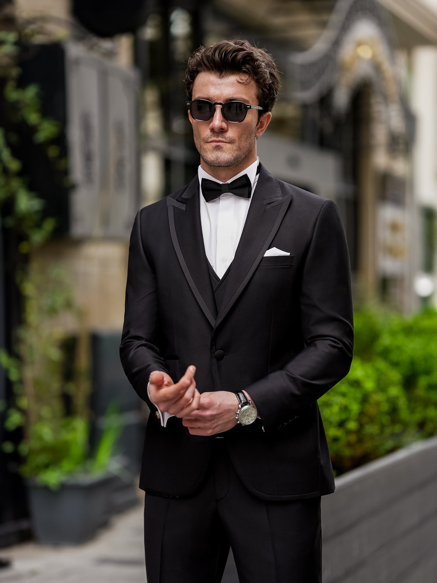 Black Slim-Fit Tuxedo 3-Piece - BRABION