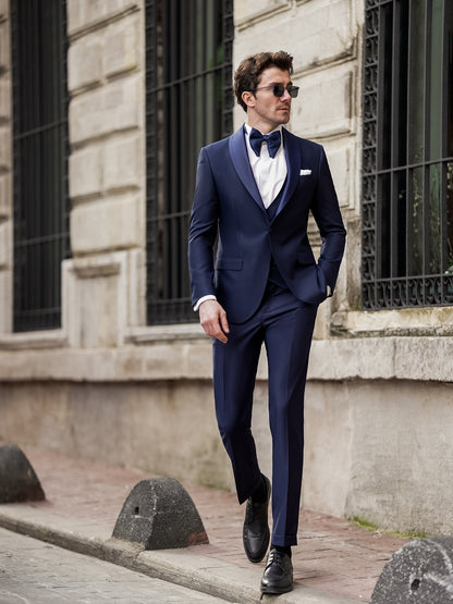 Navy Slim-Fit Tuxedo 3-Piece - BRABION