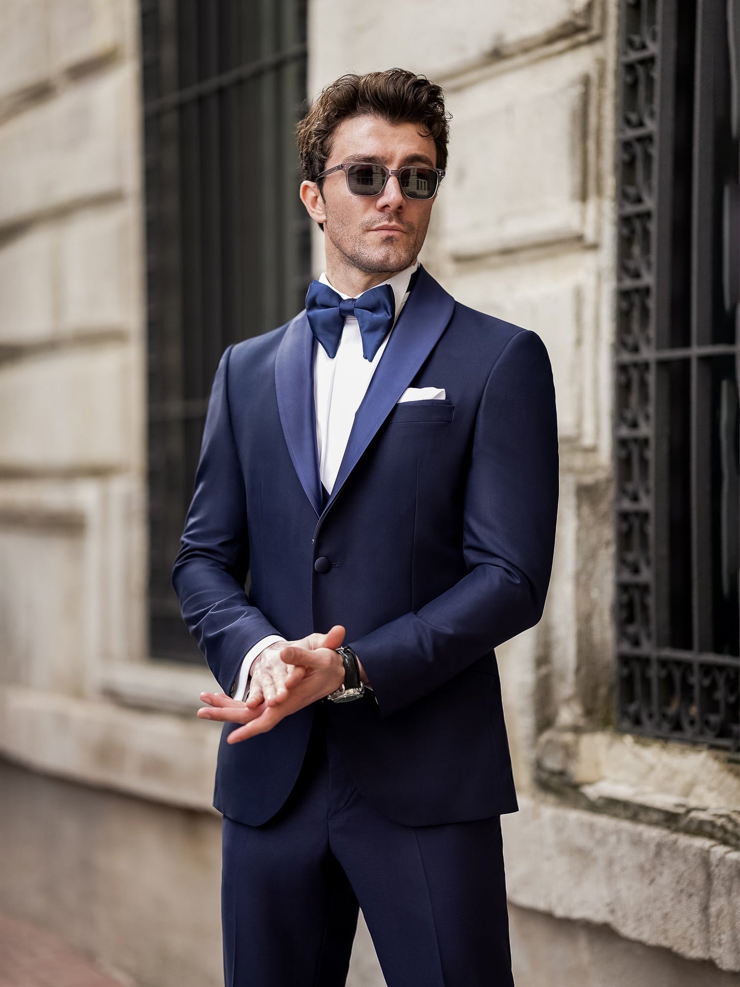 Navy Slim-Fit Tuxedo 3-Piece - BRABION