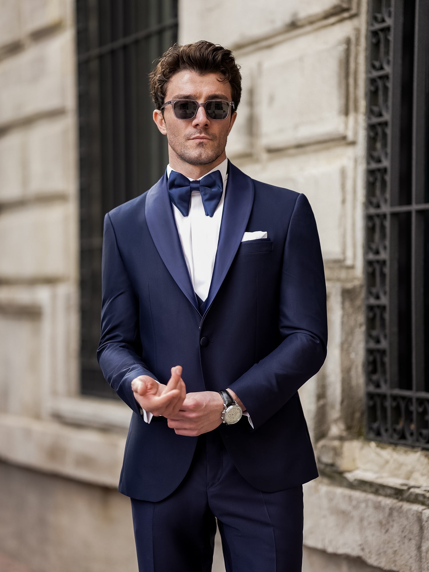 Navy Slim-Fit Tuxedo 3-Piece - BRABION