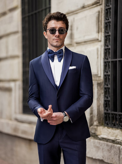 Navy Slim-Fit Tuxedo 3-Piece - BRABION