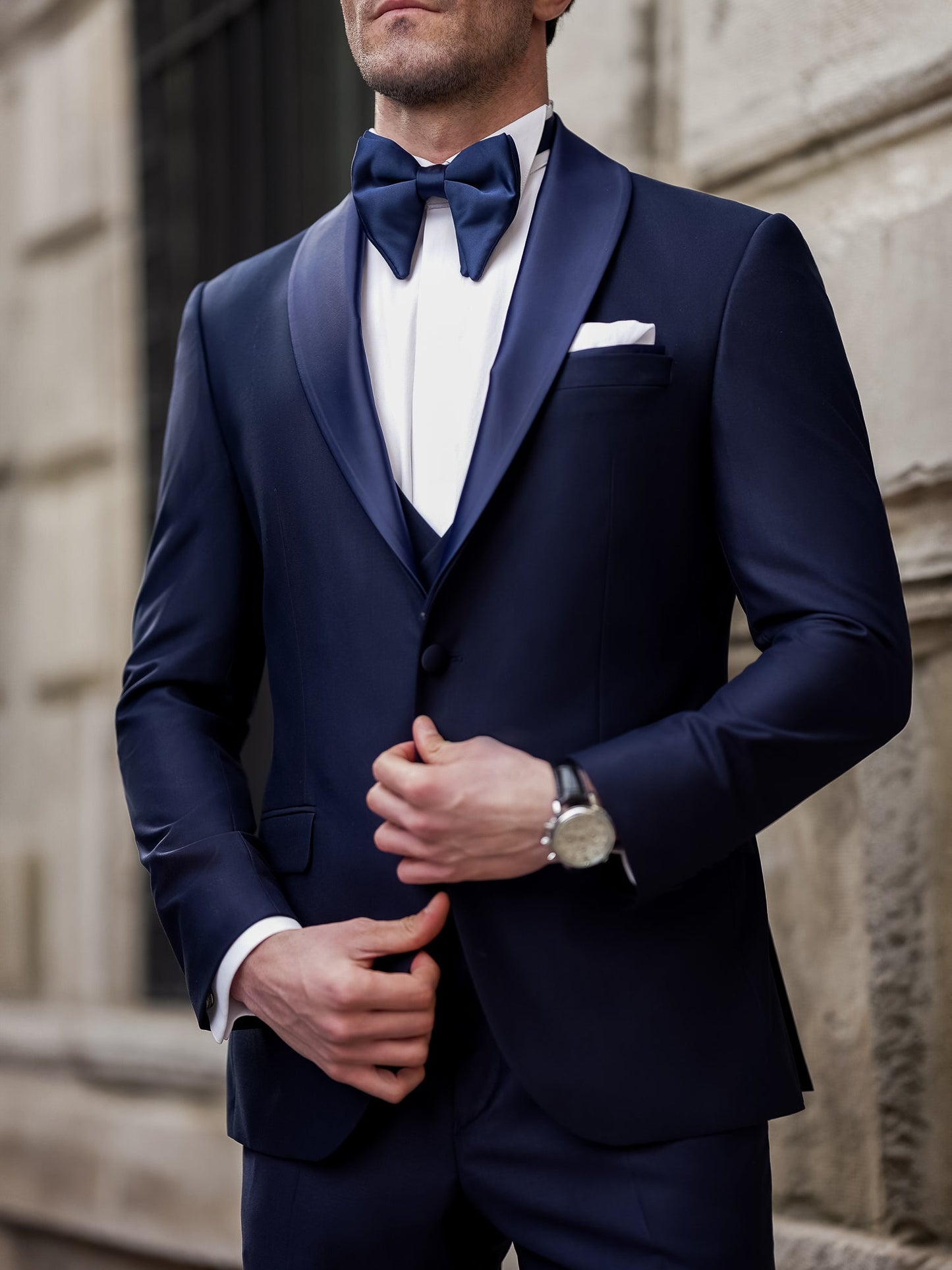 Navy Slim-Fit Tuxedo 3-Piece - BRABION