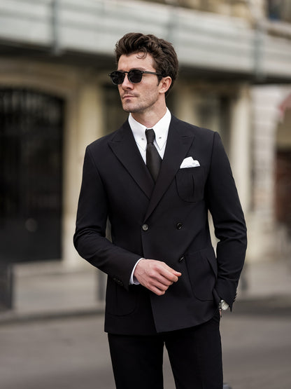 Black Double Breasted Suit 2-Piece