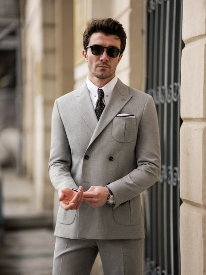 Grey Double Breasted Suit 2-Piece VIOSSI