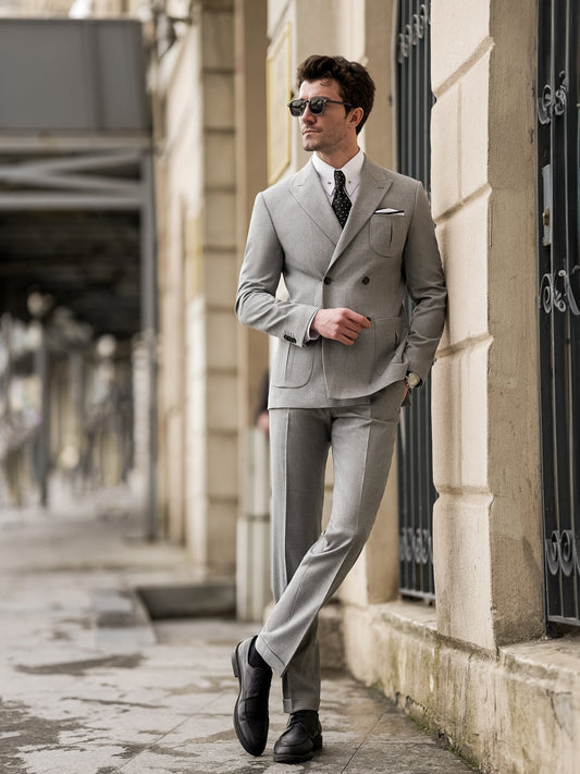 Grey Double Breasted Suit 2-Piece VIOSSI