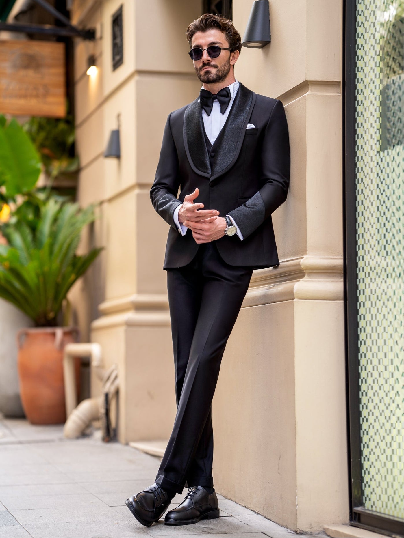 Black Slim-Fit Tuxedo 3-Piece - BRABION