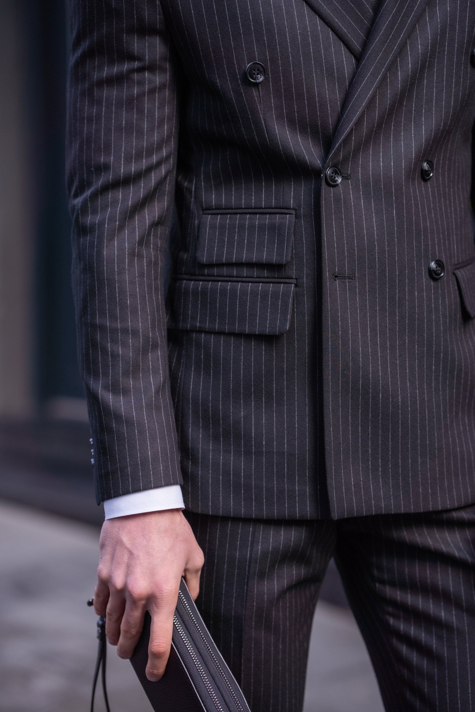 Black Striped Double Breasted Suit 2-Piece VIOSSI