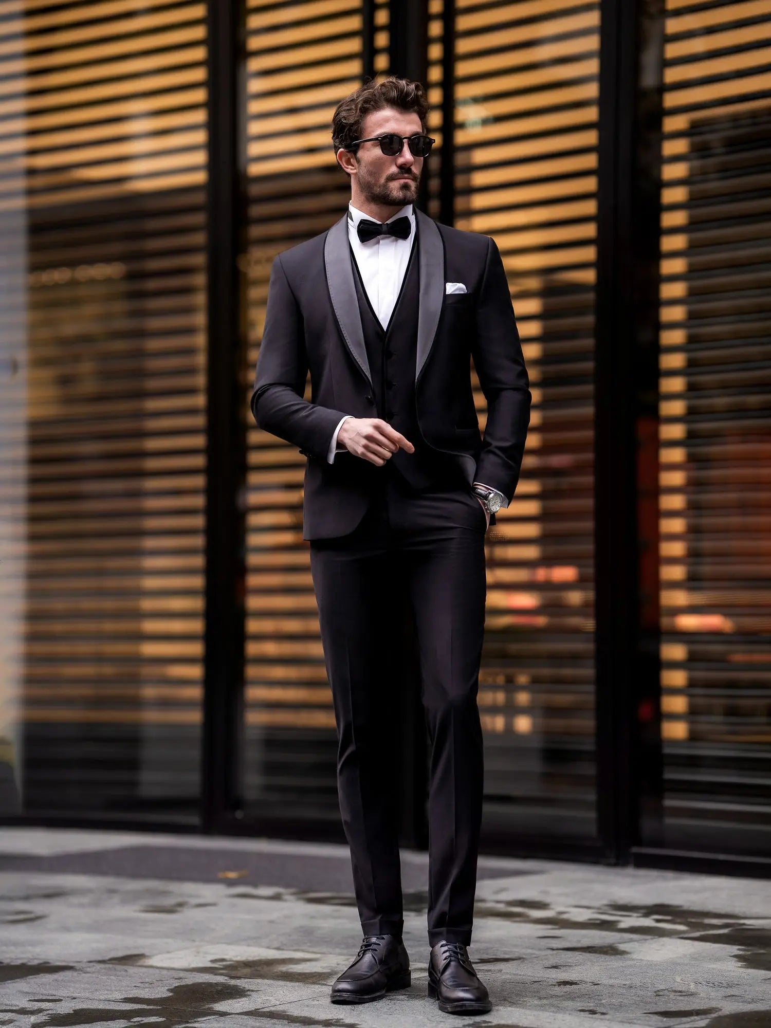 Black Slim-Fit Tuxedo 3-Piece - BRABION