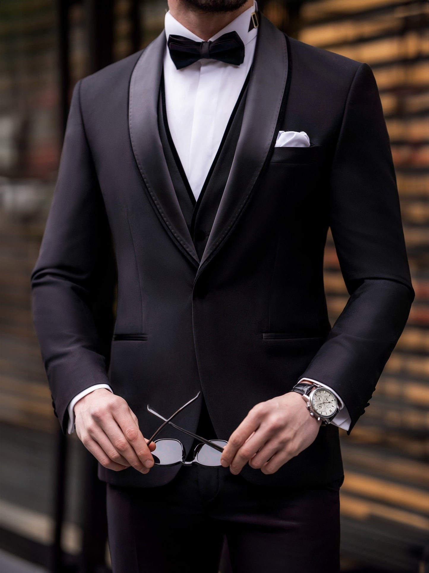 Black Slim-Fit Tuxedo 3-Piece - BRABION