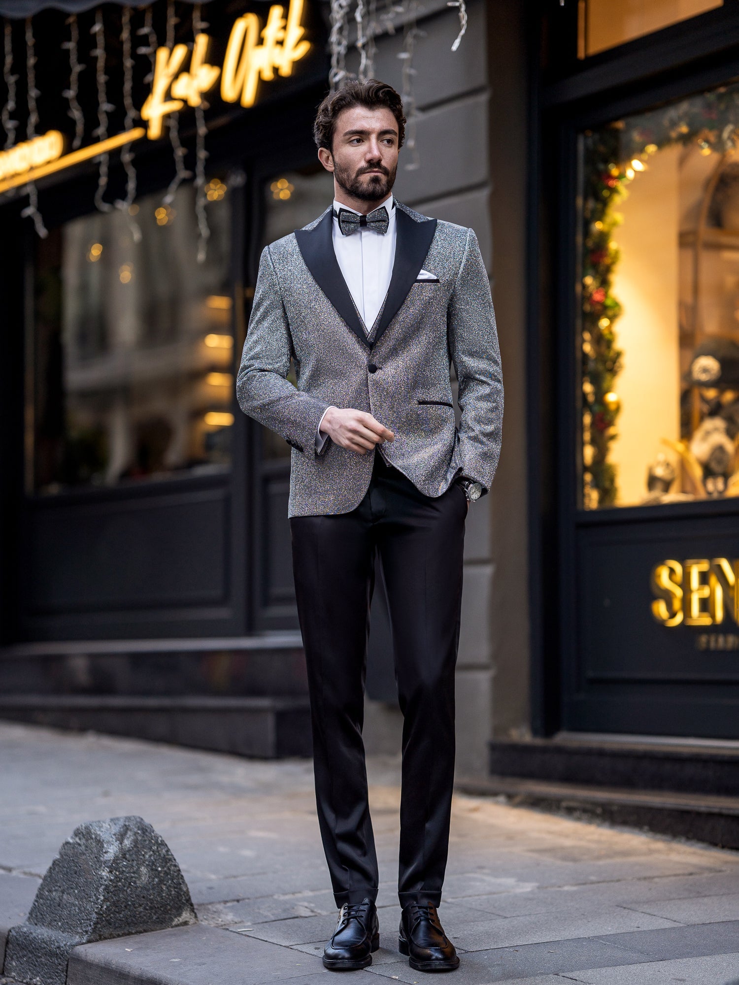 Grey Slim-Fit Tuxedo 3-Piece - BRABION