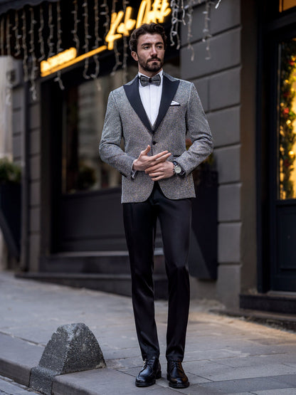 Grey Slim-Fit Tuxedo 3-Piece - BRABION