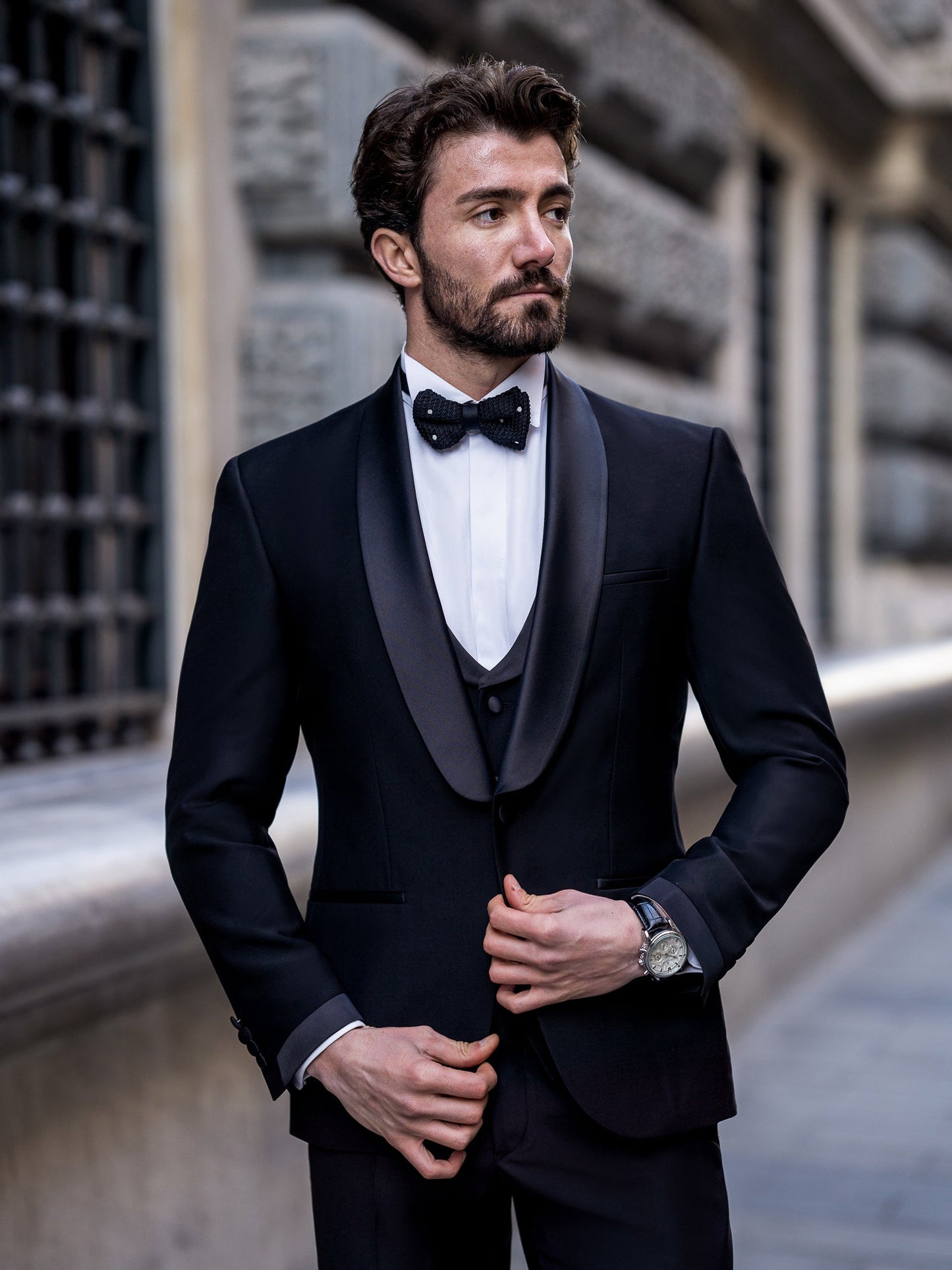 Black Slim-Fit Tuxedo 3-Piece - BRABION