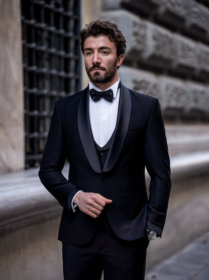 Black Slim-Fit Tuxedo 3-Piece - BRABION