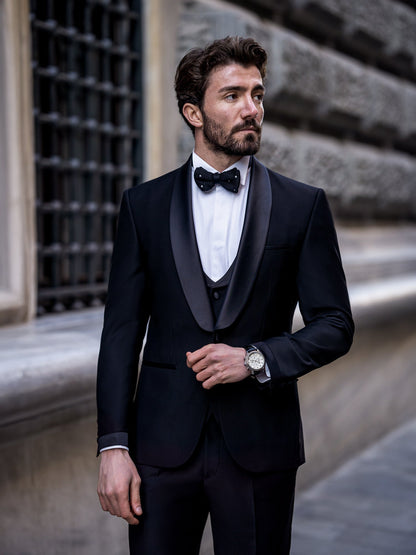 Black Slim-Fit Tuxedo 3-Piece - BRABION