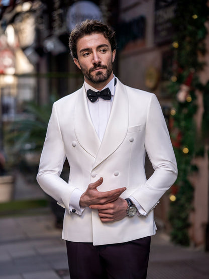 White Double Breasted Tuxedo 2-Piece - BRABION
