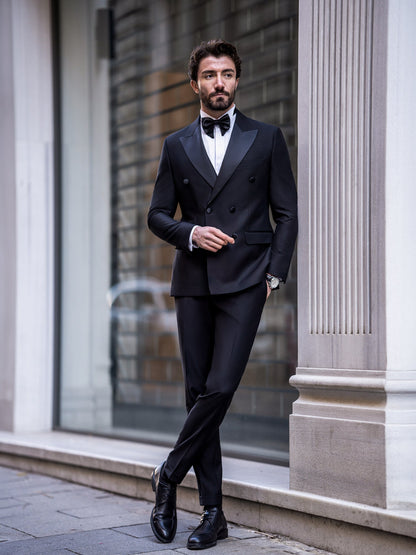 Black Double Breasted Tuxedo 2-Piece - BRABION