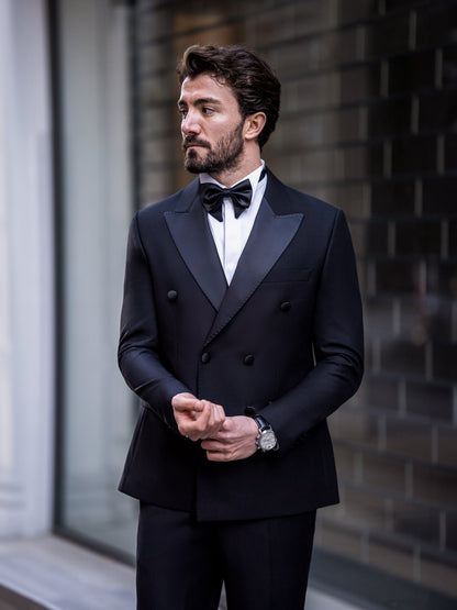 Black Double Breasted Tuxedo 2-Piece - BRABION