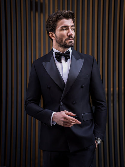 Black Double Breasted Tuxedo 2-Piece - BRABION