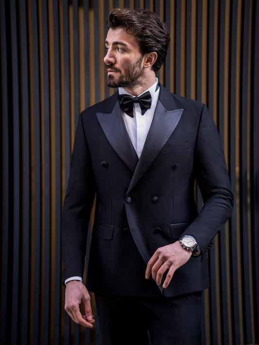 Black Double Breasted Tuxedo 2-Piece - BRABION