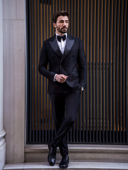 Black Double Breasted Tuxedo 2-Piece - BRABION