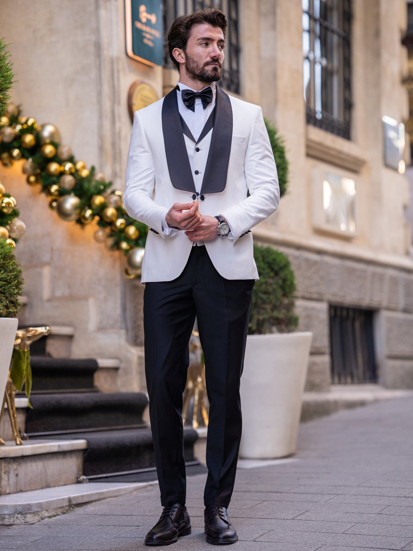 White Slim-Fit Tuxedo 3-Piece - BRABION
