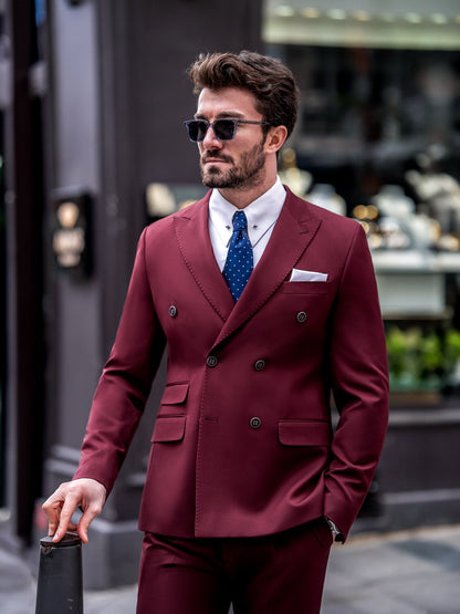 Bordeaux Double Breasted Suit 2-Piece VIOSSI