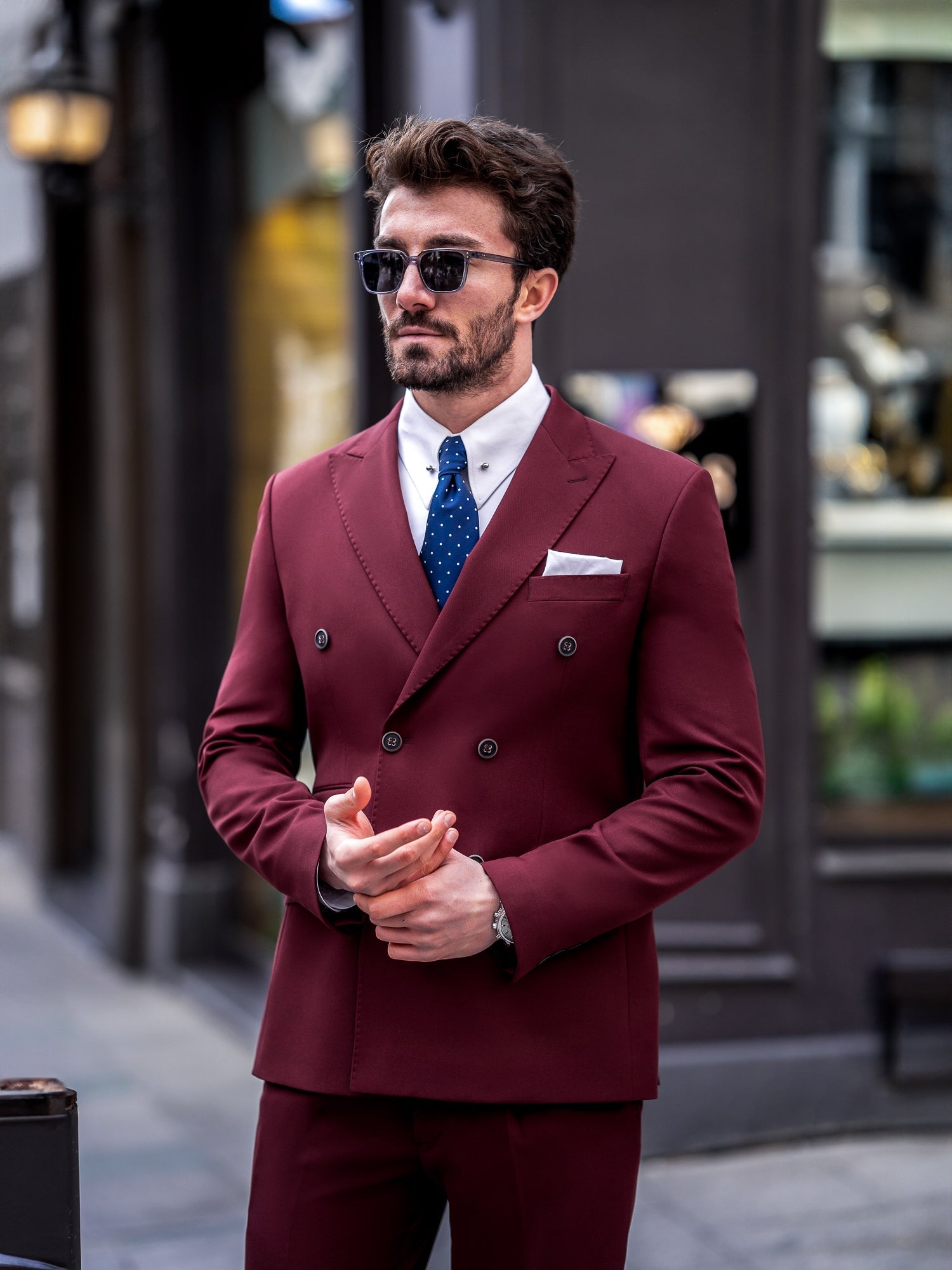 Bordeaux Double Breasted Suit 2-Piece VIOSSI
