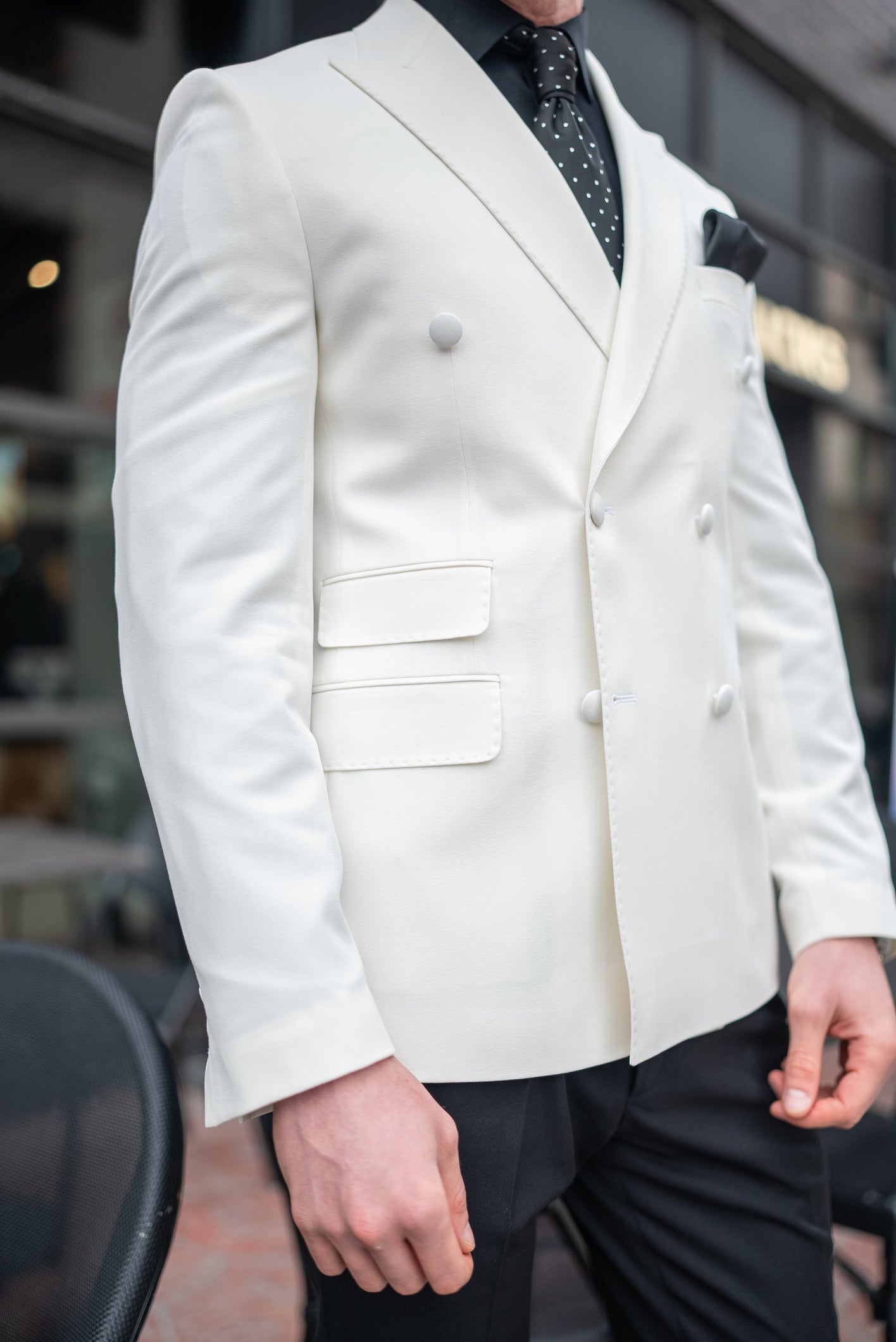 White Double Breasted Blazer - BRABION
