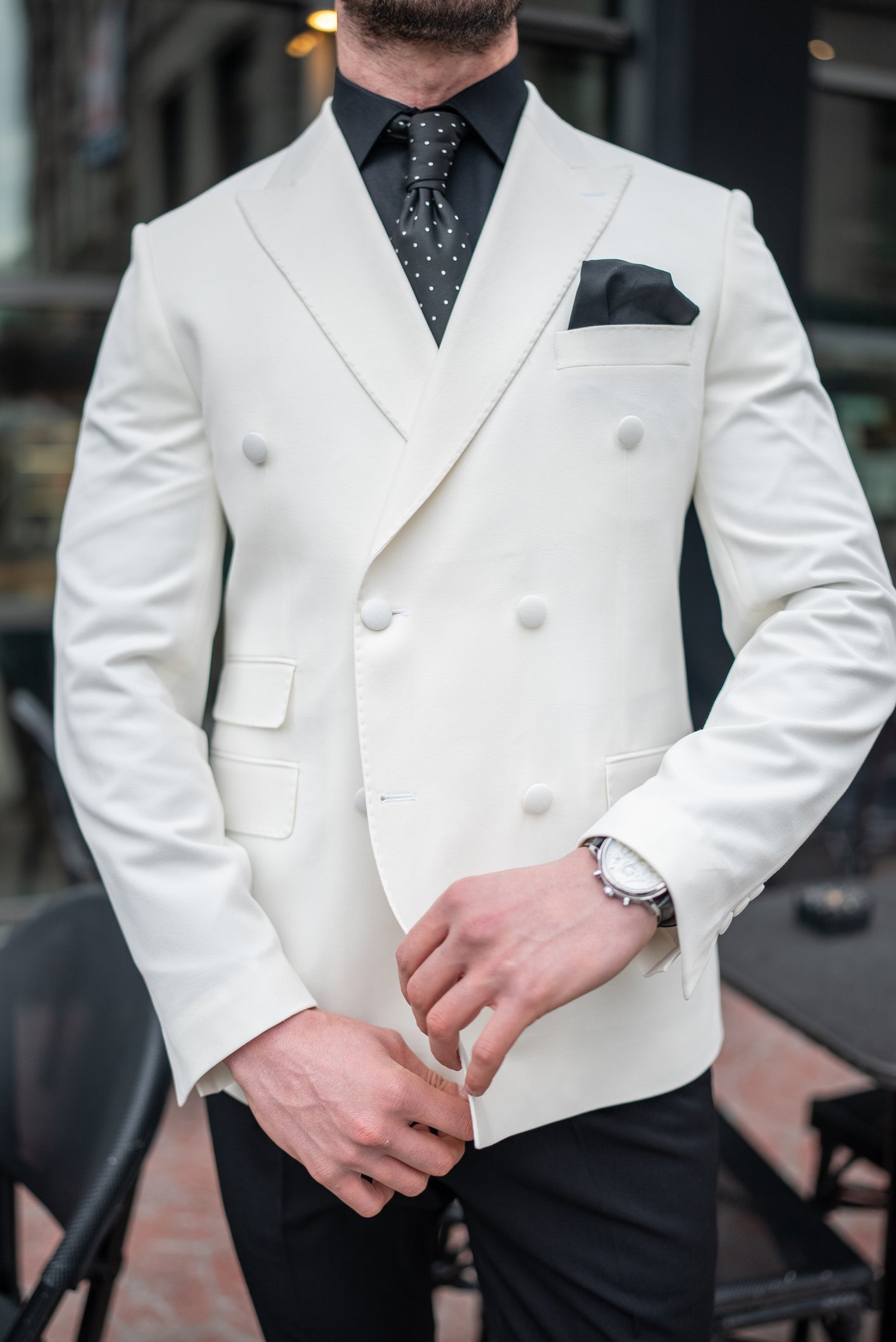 White Double Breasted Blazer - BRABION
