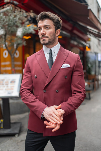 Bordeaux Double Breasted Blazer - BRABION