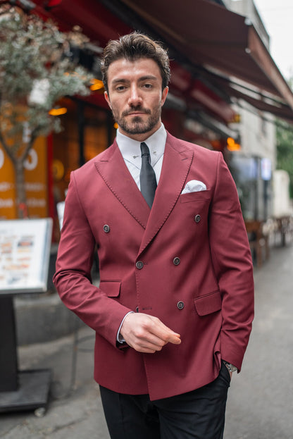 Bordeaux Double Breasted Blazer - BRABION