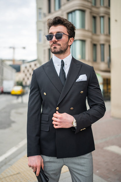 Black Double Breasted Blazer - BRABION