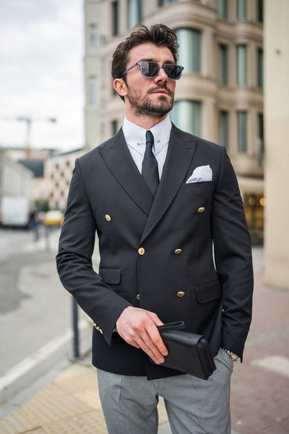 Black Double Breasted Blazer - BRABION