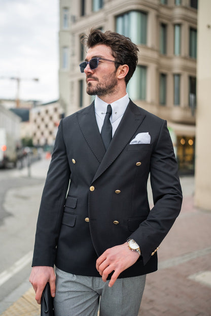 Black Double Breasted Blazer - BRABION