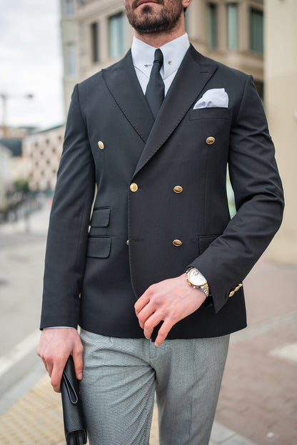 Black Double Breasted Blazer - BRABION