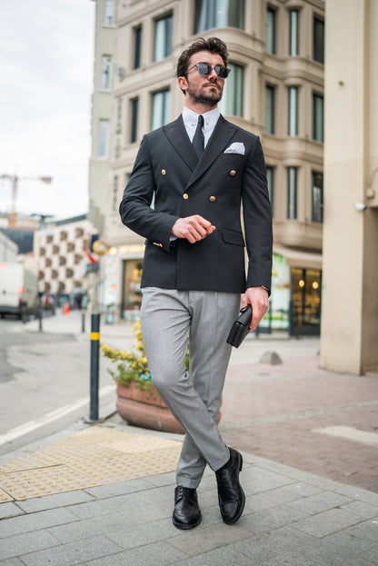 Black Double Breasted Blazer - BRABION