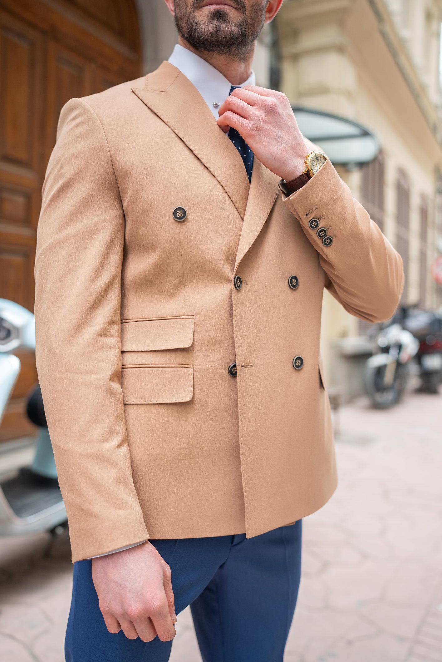 Camel Double Breasted Blazer - BRABION