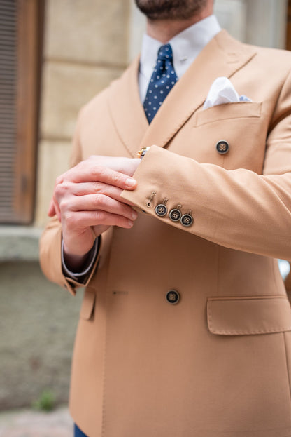 Camel Double Breasted Blazer - BRABION