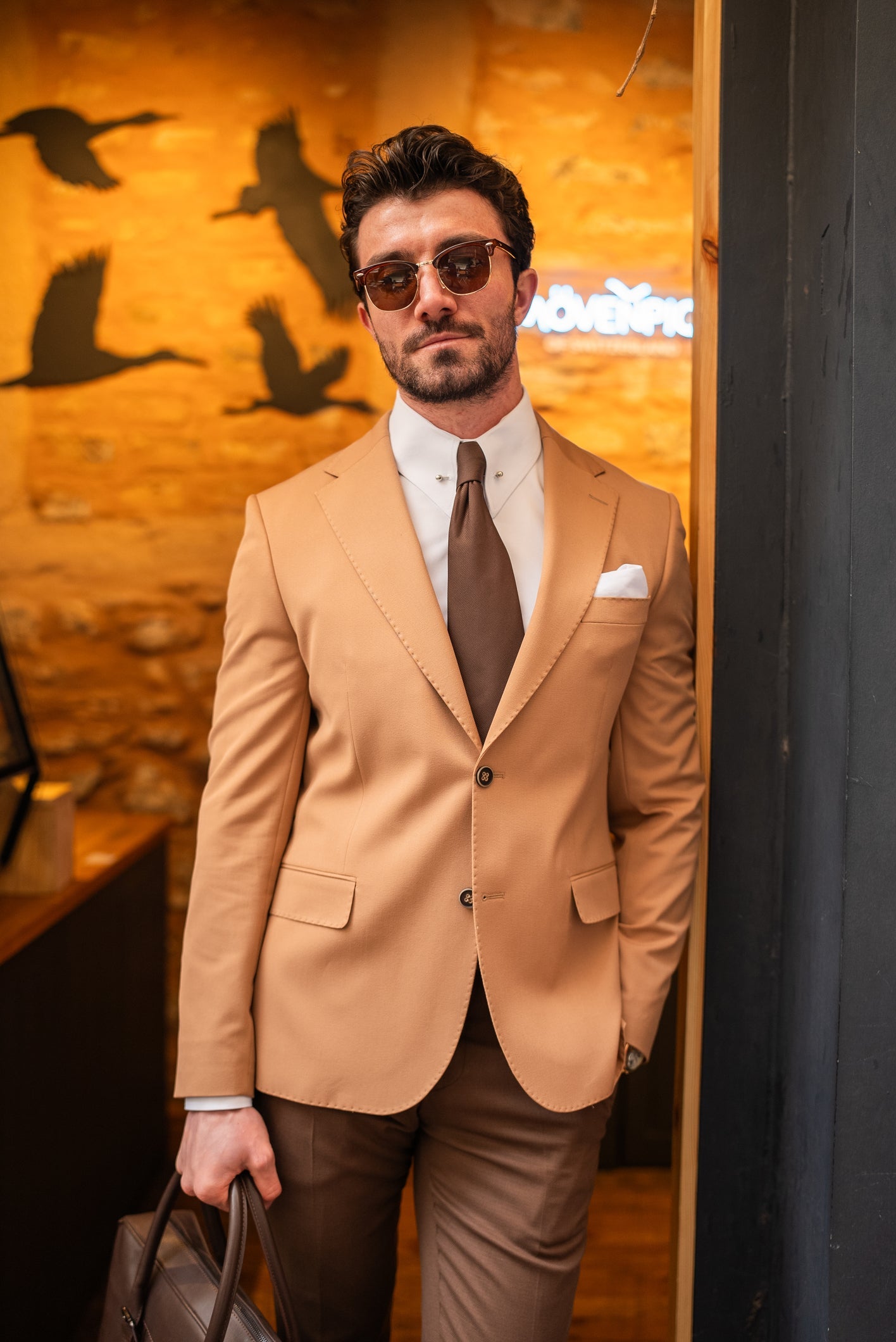 Camel Single Breasted Blazer - BRABION