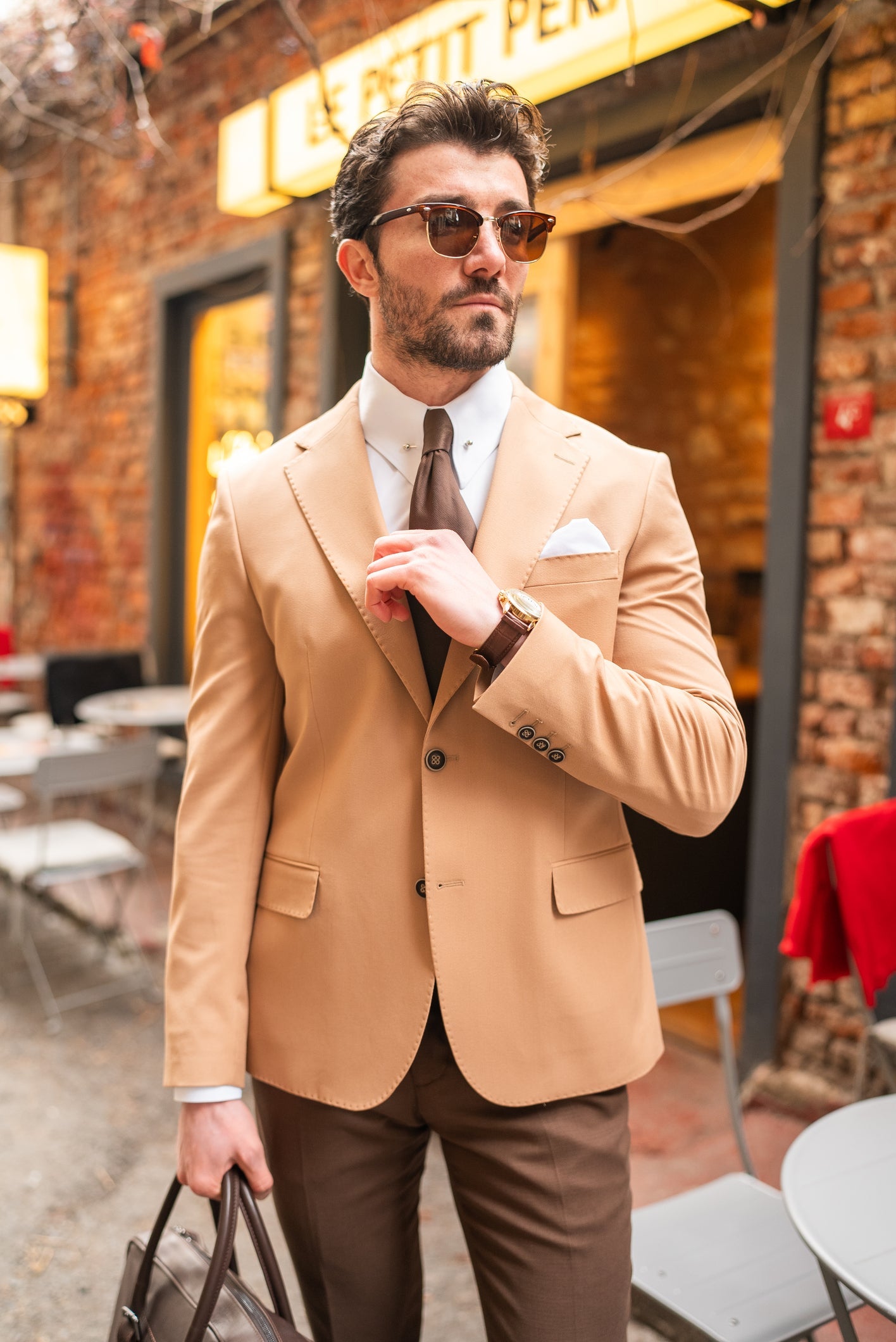 Camel Single Breasted Blazer - BRABION