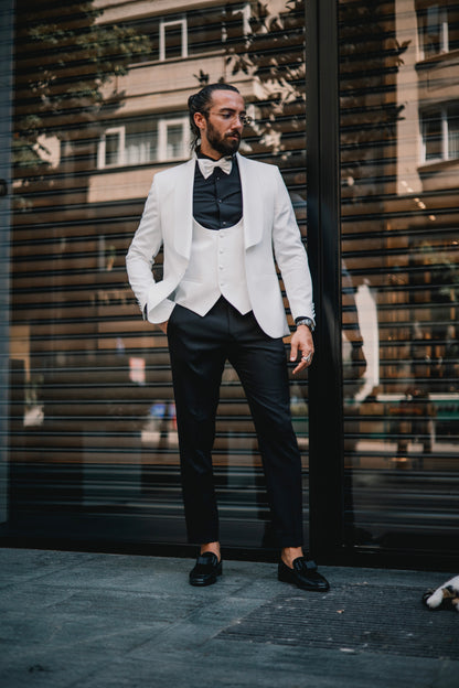 Brabion Amadeo White Slim Fit Shawl Lapel Tuxedo